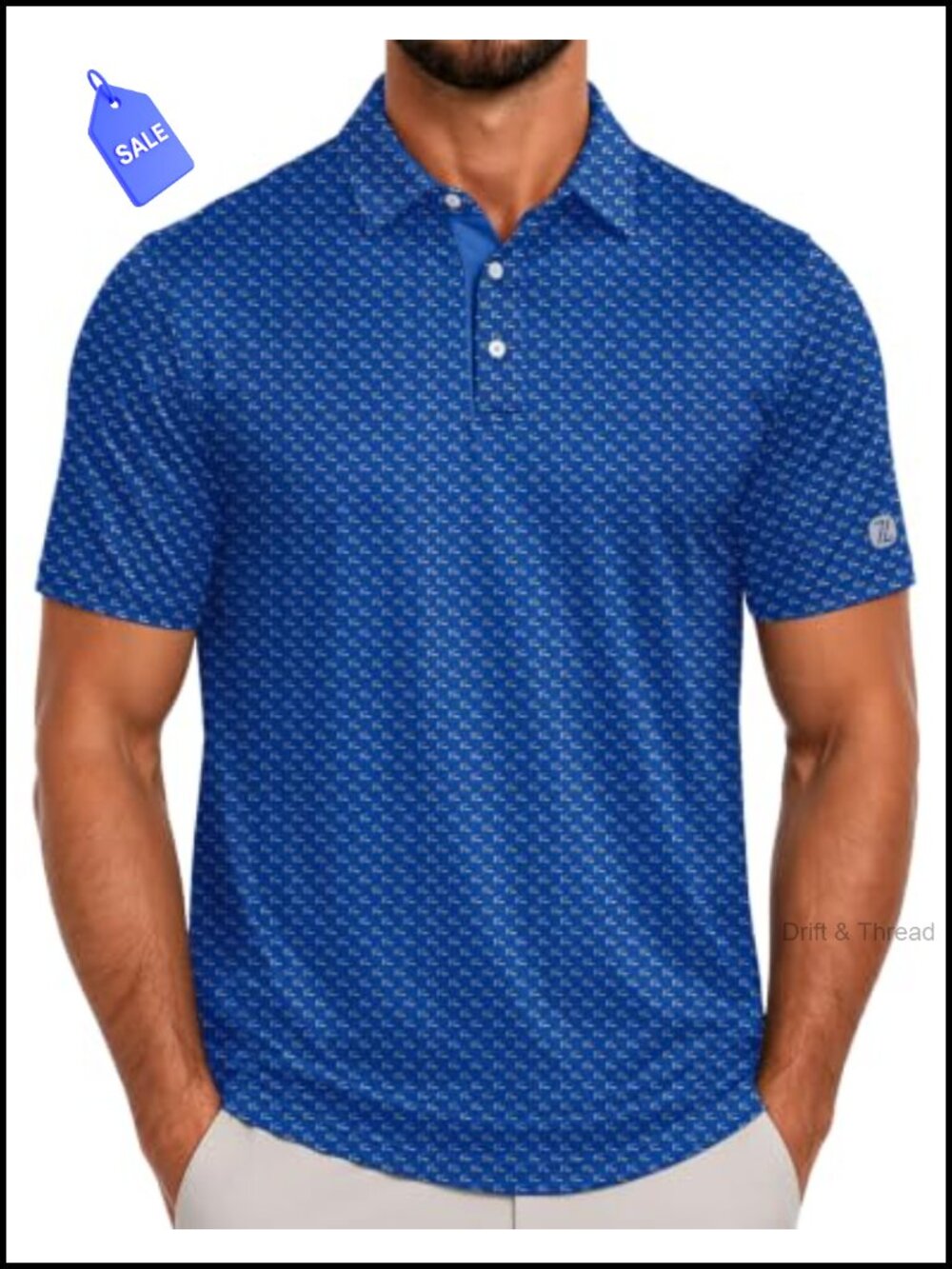 Men's Performance Golf Polo Short Sleeve Moisture Wicking Collared Print